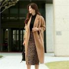 Dolman-sleeve Wool Blend Coat Brown - One Size