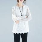 Lace Round-neck Long-sleeve T Shirt