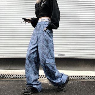 Tie-dyed Side Pocket Wide Leg Sweatpants