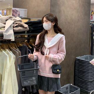 Sailor Collar Sweater Pink - One Size