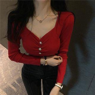 Long-sleeve Button Detail Top