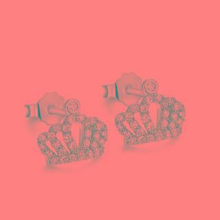 925 Sterling Silver Crown Stud Earrings With Silver Cubic Zircon