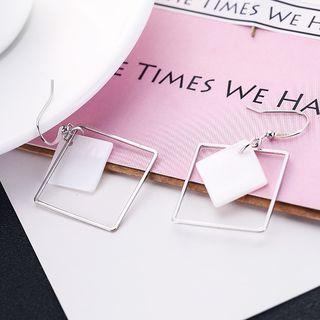 Shell & Alloy Square Dangle Earring 1 Pair - Silver - One Size
