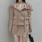 Notch Lapel Double-breasted Jacket / Mini A-line Skirt