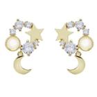 Crescent Stud Earring 1 Pair - 925 Silver - Ear Studs - One Size