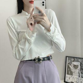 Mock-neck Bow Long-sleeve T-shirt
