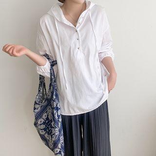 Half-placket A-line Hoodie