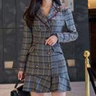Double-breasted Plaid Blazer Dress
