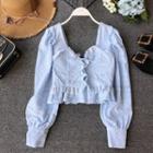 Ruffled Cropped Lace Blouse