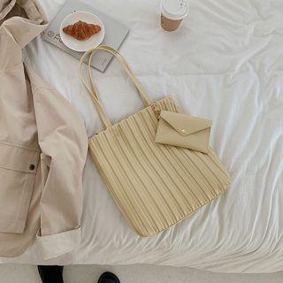 Pleated Faux Leather Tote Bag
