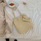 Pleated Faux Leather Tote Bag