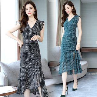 Sleeveless Patterned Midi Mermaid Sheath Dress