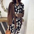 Open-front Slit Cardigan