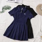 Short Sleeve Pleated Polo Dress