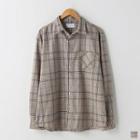 Glen-plaid Loose-fit Shirt Beige - One Size