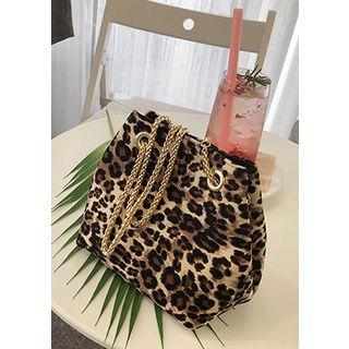 Chain-strap Leopard Bucket Bag