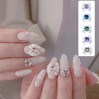 Set Of 2: Heart / Bow Rhinestone Nail Art Decoration (various Designs)