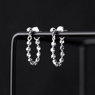 Chain Sterling Silver Ear Stud 1 Pair - S925 Silver - Silver - One Size