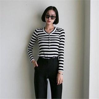 Plain / Stripe Slim-fit Henley