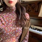 High-neck Floral T-shirt