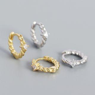Rhinestone Twisted Hoop Earring