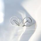 Double Circle 925 Sterling Silver Earring Silver - One Size