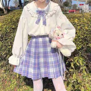 Collar Ribbon Tie-neck Blouse (various Designs)