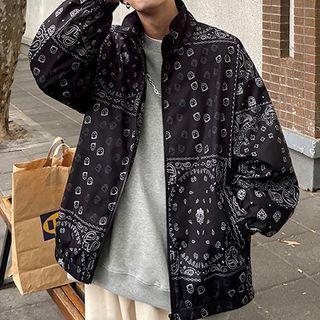 Stand Collar Paisley Print Jacket