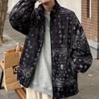 Stand Collar Paisley Print Jacket