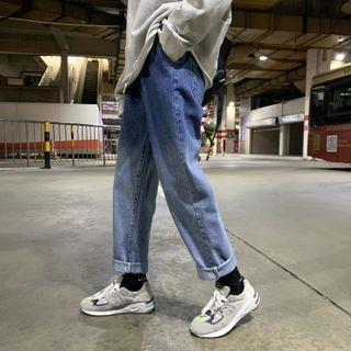 Drawstring-waist Gradient Straight-cut Jeans