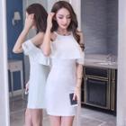 Short-sleeve Cold-shoulder Mini Bodycon Dress