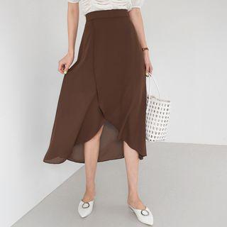 Wrap-front Long Chiffon Skirt