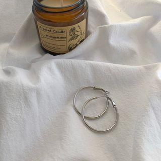 Plain Hoop Earring 1 Pair - Earrings - Silver - One Size
