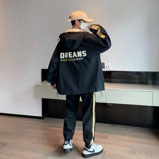 Set: Lettering Hooded Jacket+ Jogger Sweatpants