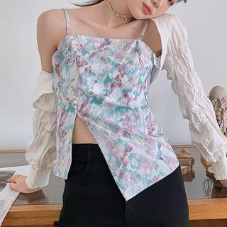 Slit Print Camisole Top / Shirt