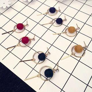 Fabric Ball Alloy Hoop & Bar Dangle Earring