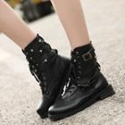Strapped Lace-up Short Boots