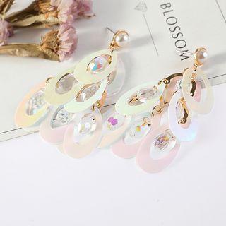 Faux Pearl Bead Disc Dangle Earring