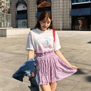 Tie-waist Crinkled Mini Skirt