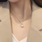 Faux Pearl Bird Necklace Yn146 - Gold - One Size