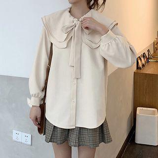 Collared Tie-neck Oversize Blouse