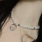 Rhinestone Cross Pendant Faux Pearl Choker As Shown In Figure - One Size
