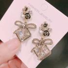 Flower Bow Faux Crystal Dangle Earring 1 Pair - Gold - One Size