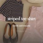 [exclusive] Frill-cuff Stripe T-shirt