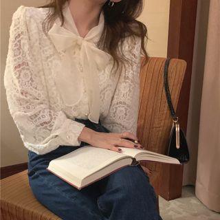 Lace Trim Sweater Almond - One Size