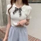 Tie-neck Knit Cropped Top