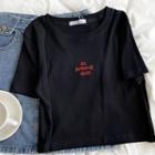 Short-sleeve Embroider Cropped T-shirt