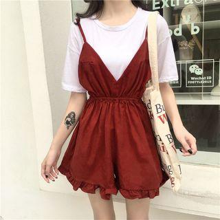 V-neck Playsuit + Short Sleeve Tee