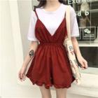 V-neck Playsuit + Short Sleeve Tee