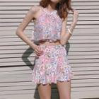 Set: Flower Print Bikini + Skirt
